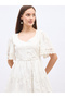Schiffli Trim Layered Knee-Length Dress - 4