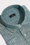 Men's Oversized Large Size Long Sleeve Striped Linen Effect Sports Collar Green Shirt