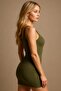 Women's Fitted/Body Fitted Thick Straps Pool Neck Ribbed Dress