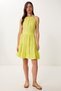 Linen Blend Light See-Through Summer Knitted Dress Lgx0001 Yellow - 3