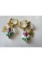 Tulip and Pearl Charmlı Hoop Earrings - 4
