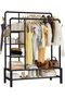 Heavy Duty Clothes Rail, Sturdy 120KG Black Metal Clothes Rack With Double Hanging Clothing Ra - 2