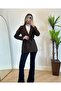 Women's Brown Waist Tie Blazer Jacket - 3