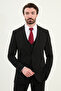 Straight Slim Fit Mono Collar Classic Men's Suit Black - 45395.25Y