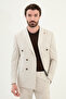 Straight Slim Fit Wide Collar Double Breasted Men's Suit Light Beige - 45389.25Y - 4