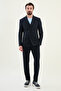 Striped Slim Fit Wide Collar Double Breasted Men's Suit Navy Blue - 45403.25Y - 3