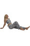 Blue White Zebra Print Pants for Women - Crop Set - 4