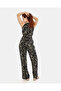 Tie-Up - Patterned Brown Jumpsuit - 4