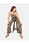Tie-Up - Patterned Brown Jumpsuit - 5
