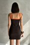 Slit Flexible Ribbed Knit Slim Fit Short Dress with Piping Straps - 8