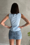 Zipped Detail Shirt Collar Sleeveless Bluz - 8