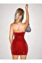 Red Evening Dress with Chain Strap - 3