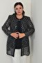 Women's Long Sleeve Lycra Blouse Gilded Leaf Printed Chiffon Jacket Plus Size 2-Piece Suit