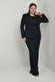 Women's Pentagonal Collar Sleeveless Lace Blouse Single Button Jacket Palazzo Pants Lined Sequin Detailed Large Be - 4