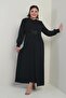 Women's Sleeve and Front Sequin Plus Size Long Hijab Dress