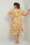 Women's V-Neck Mixed Leaf Pattern Pocket Skirt Ruffle Plus Size Dress - 4