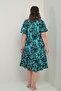 Women's V-Neck Mixed Leaf Pattern Pocket Skirt Ruffle Plus Size Dress - 4