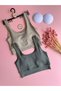 Zaphir |   3-Piece Black, Green and Cream Colored Strap Camisole Women's Sports Tank Top with Pads - 4