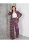Women's Black Floral Patterned Bottom Top Viscose Set
