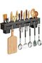 Kitchen Utensil Holder with 6 Removable Hooks, Wall Mounted Kitchen Utensil Bar, Hanging Utensil Hol - 2