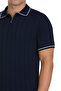 Navy Blue Regular Fit Polo Neck Rayon T-Shirt - 4