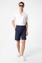 Navy Blue High Waist Pleated Men's Shorts - 2