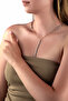 Double Color Paper Clip Chain Triangle Cut Stone Y Necklace