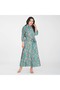 Rayon Floral Print Maxi Dress - Belted Waist and Collar Neck, Available in 3 Colors. - 5
