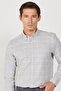Men's Beige-Grey Slim Fit Slim Fit Button Collar 100% Cotton Jacquard Shirt - 5