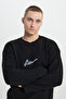 Men's Black Oversize Wide Cut Crew Neck Ruffled Soft Textured Knitwear Sweater - 5