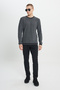Men's Black-gray Standard Fit Regular Cut Crew Neck Knitwear Sweater - 2