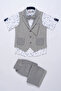 Boy's Navy Blue Vest Shirt Shorts Bow Tie Chain Accessory Suit - 2