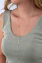Gold Y Necklace with Thin Chain Colored Drop Stones - 2