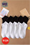 Women's 10 Pairs Premium Quality High Cotton Breathable Booties Socks Black-White