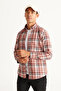 Men's Brick-Black Slim Fit Slim Fit Buttoned Collar Cotton Plaid Patterned Flannel Lumberjack Shirt - 2