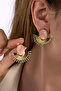 Pink Pearlescent and Color Reflection Half Circle Earrings