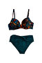 Women's Petrol Green Floral Patterned Lined Plus Size Bikini Set Hzl25S-Lc24108 - 6