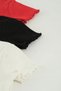 Girl's Ribbed Textured Short-Sleeved T-Shirt, Black, Red, White, Triple Short-Sleeved Cotton T-Shirt - 6
