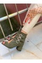 Ellas Khaki Suede Suet Buckle 5 cm Heel Sandals Summer Boots - 3