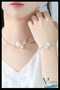Stone Choker and Bracelet Set |   Waterway Pearl Design |   Special Occasion Stylish Women's Jewelry |   Silver Color - 2