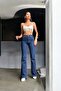 Grope Women's High Waist Dark Blue Flare Jeans - 3
