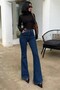Luna Spanish Leg Colorfast Dark Blue Stretchy High Waist Denim Pants - 4