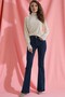 Riya Spanish Leg Colorfast Dark Blue Stretchy High Waist Denim Pants - 3