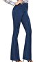 Yusra Spanish Leg Colorfast Dark Blue Stretchy High Waist Denim Pants - 2