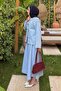 Lace Detailed Denim Suit Ice Blue - 2
