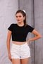 Women's Crew Neck Lycra Short Sleeve Crop Blouse - 8
