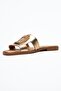 Mi̇lli̇e Gold Genuine Leather Buckle Women's Slippers - 4