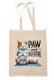 Paw and Breathe Printed Cat Yoga Meditation Printed Gift Organic Raw Cloth Bag