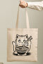 Ramen Black Drawing Cat Printed Japanese Anime Manga Art Printed Gift Organic Raw Cloth Bag