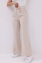 High Waist Front Pleated Velcro Closure Plus Size Seersucker Palazzo Pants - 6